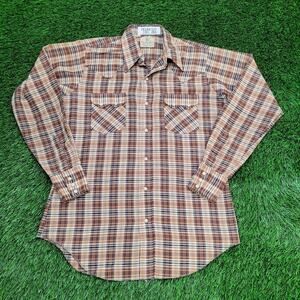Vintage 80s DEE-CEE Plaid Pearl-Snap Shirt M 15.5 21x30 USA